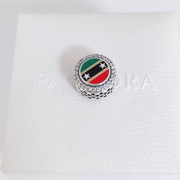 Pandora St. Kitts & Nevis Flag Exclusive Bead Charm S925 Silver with box - Picture 4 of 7